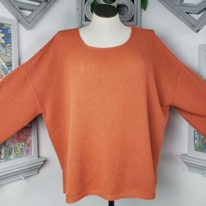 Alpaca International Rusty Orange Weave Oversized Top Pullover XXL One S…